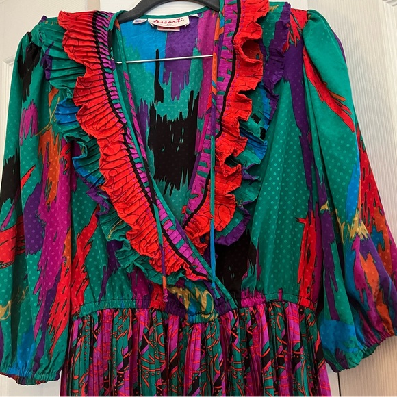 Vintage 80’s Assorti for Susan Freis Chiffon Midi Dress - Picture 2 of 6